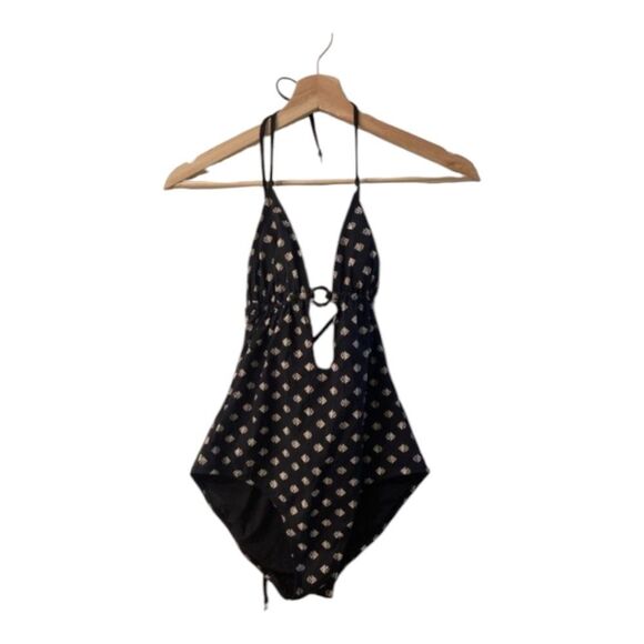 Tory Burch Black Kingfish Plunge One Piece Swimsuit Size XS - Picture 2 of 16